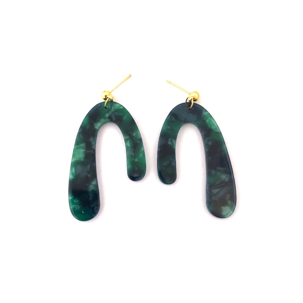Green Abstract Earrings